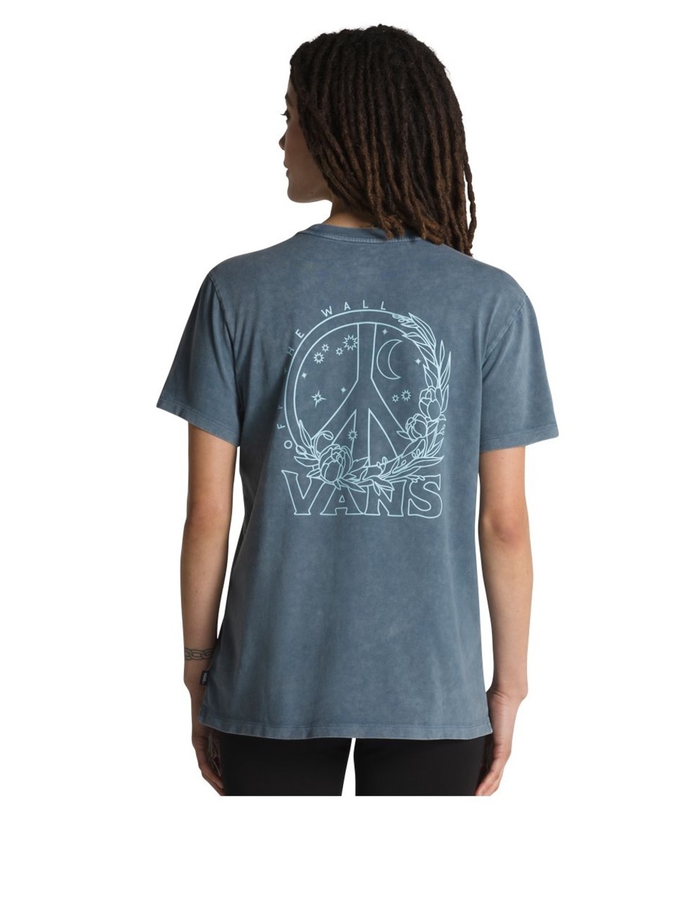 Vans Gray Short-Sleeve Peace Floral Back Graphic Tee